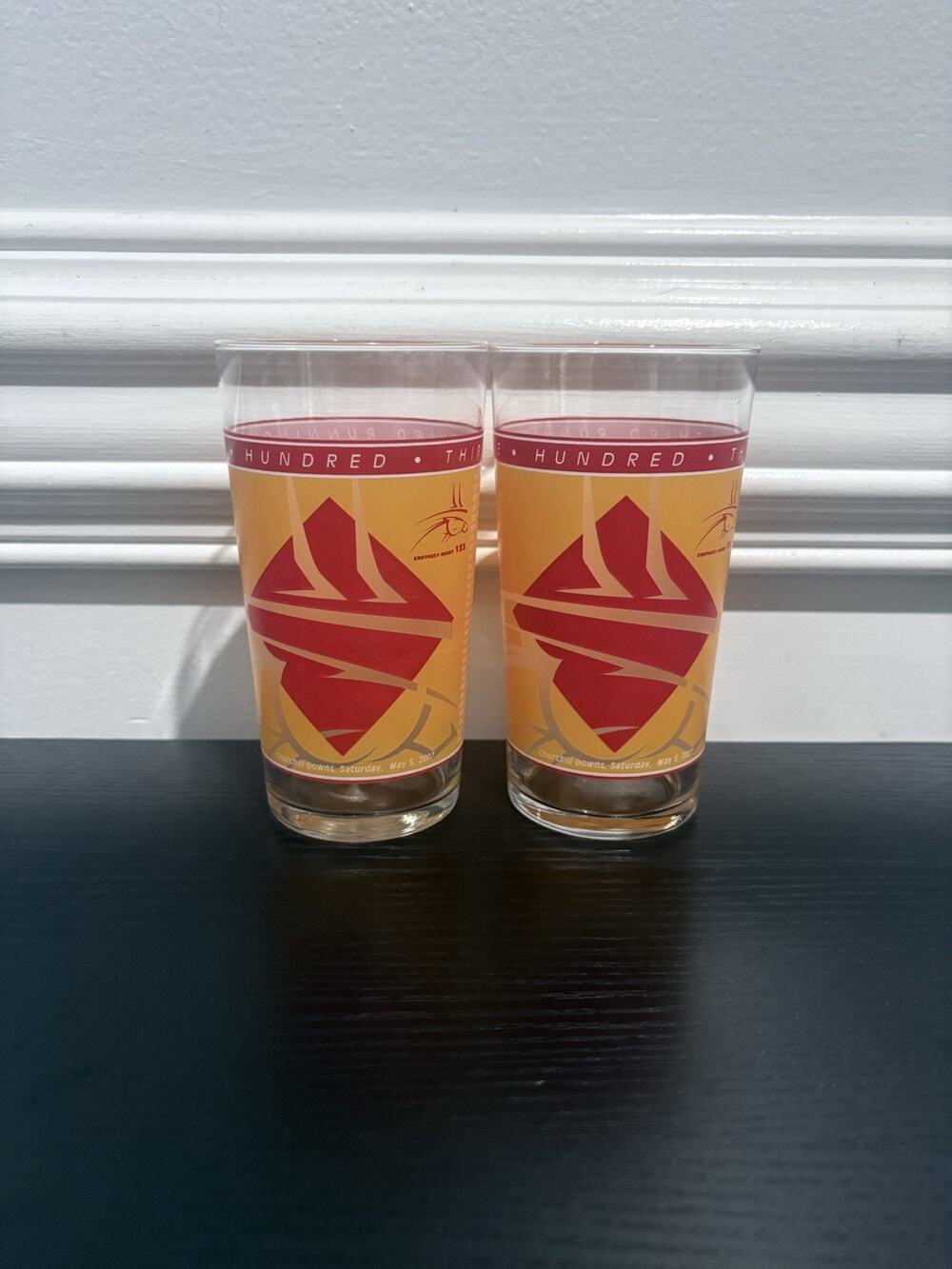 2 Pack 2007 133rd Kentucky Derby Decorative Glass Cups
